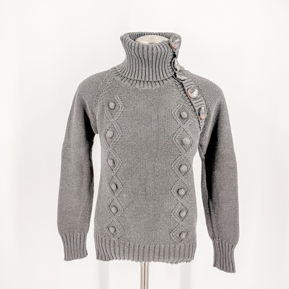 Vero Moda Charcoal Buttoned Turtleneck Sweater